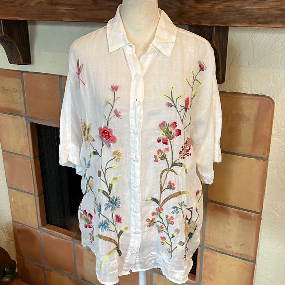 Johnny Was GENIVEVE RELAXED DOLMAN SHIRT, XS!